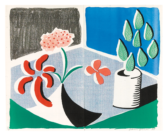 DAVID HOCKNEY Red Flowers and Green Leaves.